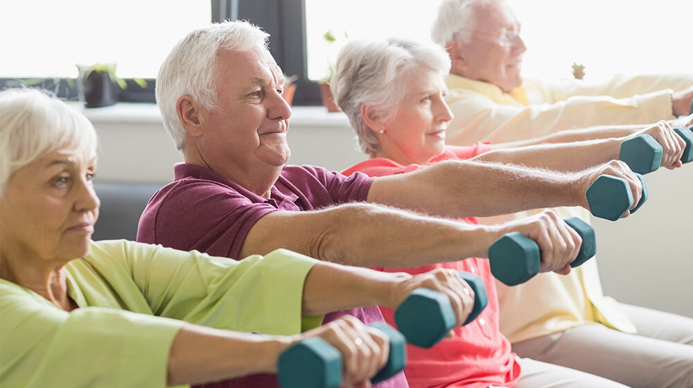 Elderly class stays healthy in workout classes