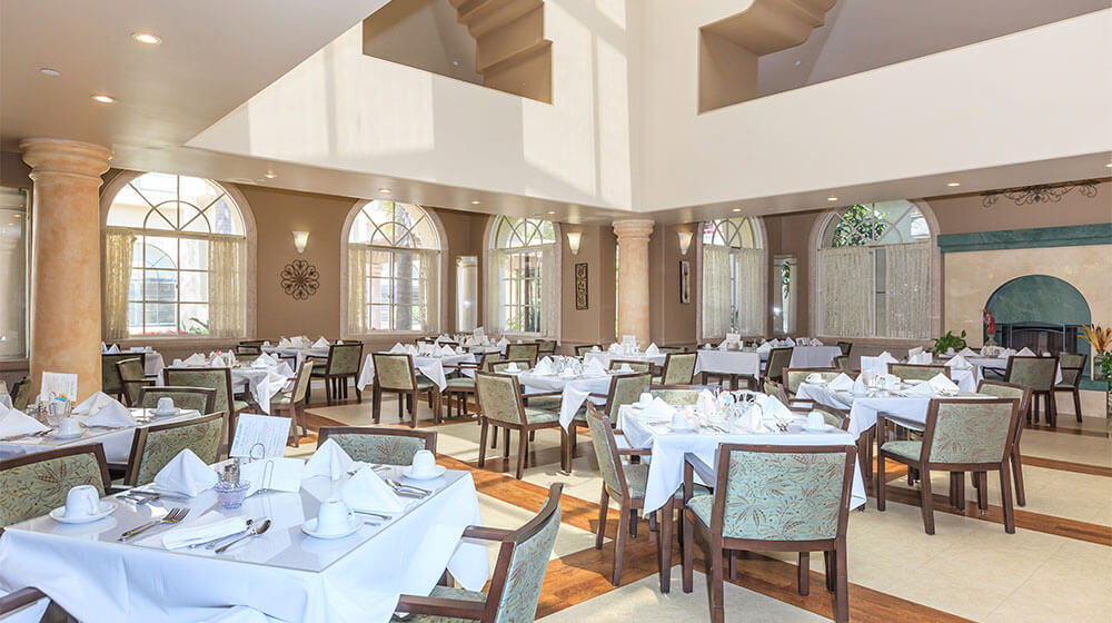 Interior of elegant dining room in Palm Court